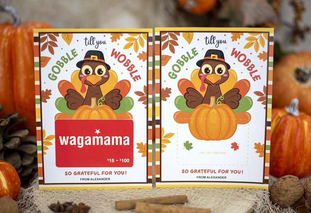 Printable thanksgiving gift card holder